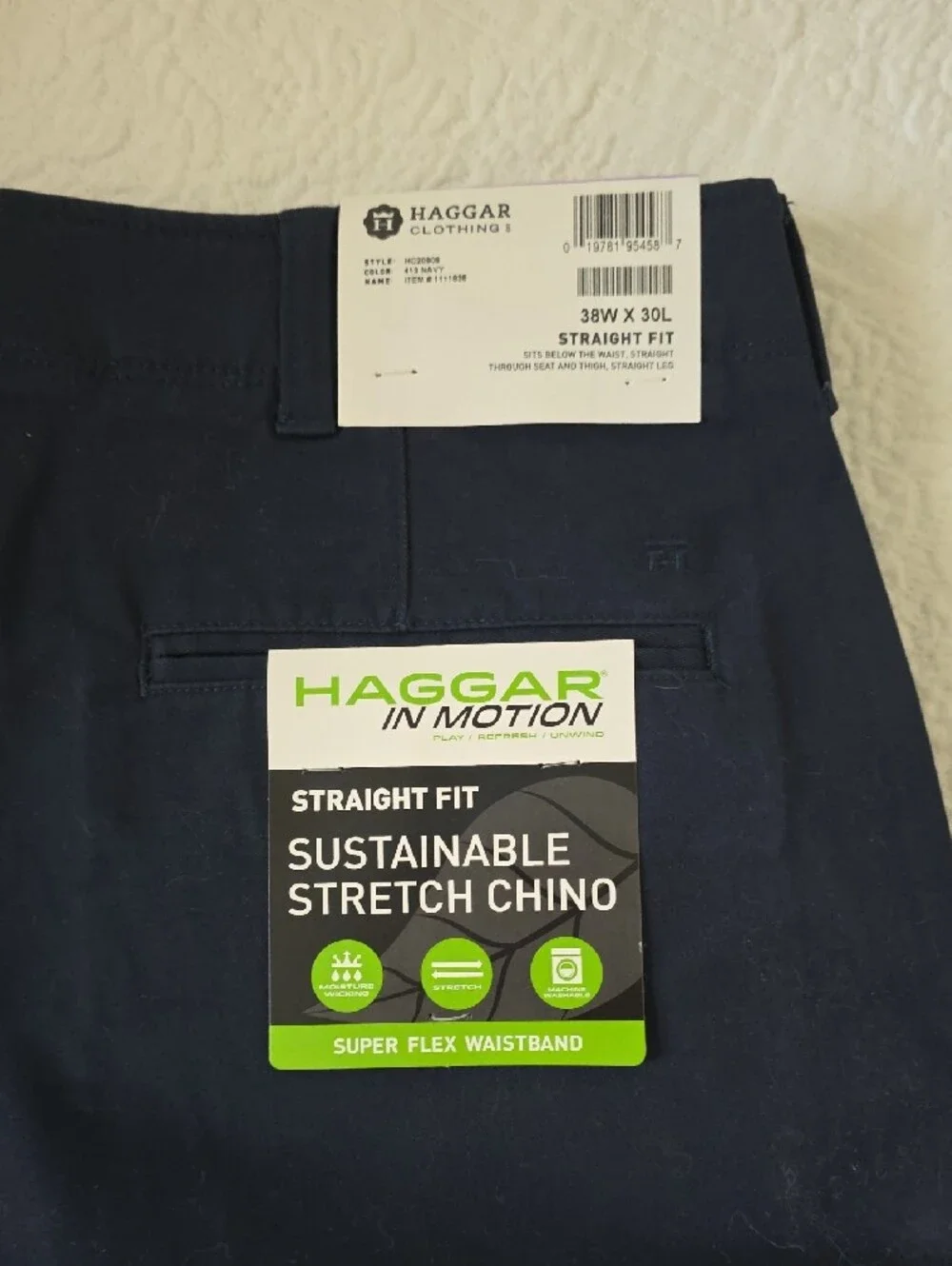 Haggar In Motion Straight Fit Stretch Chino - Navy Blue